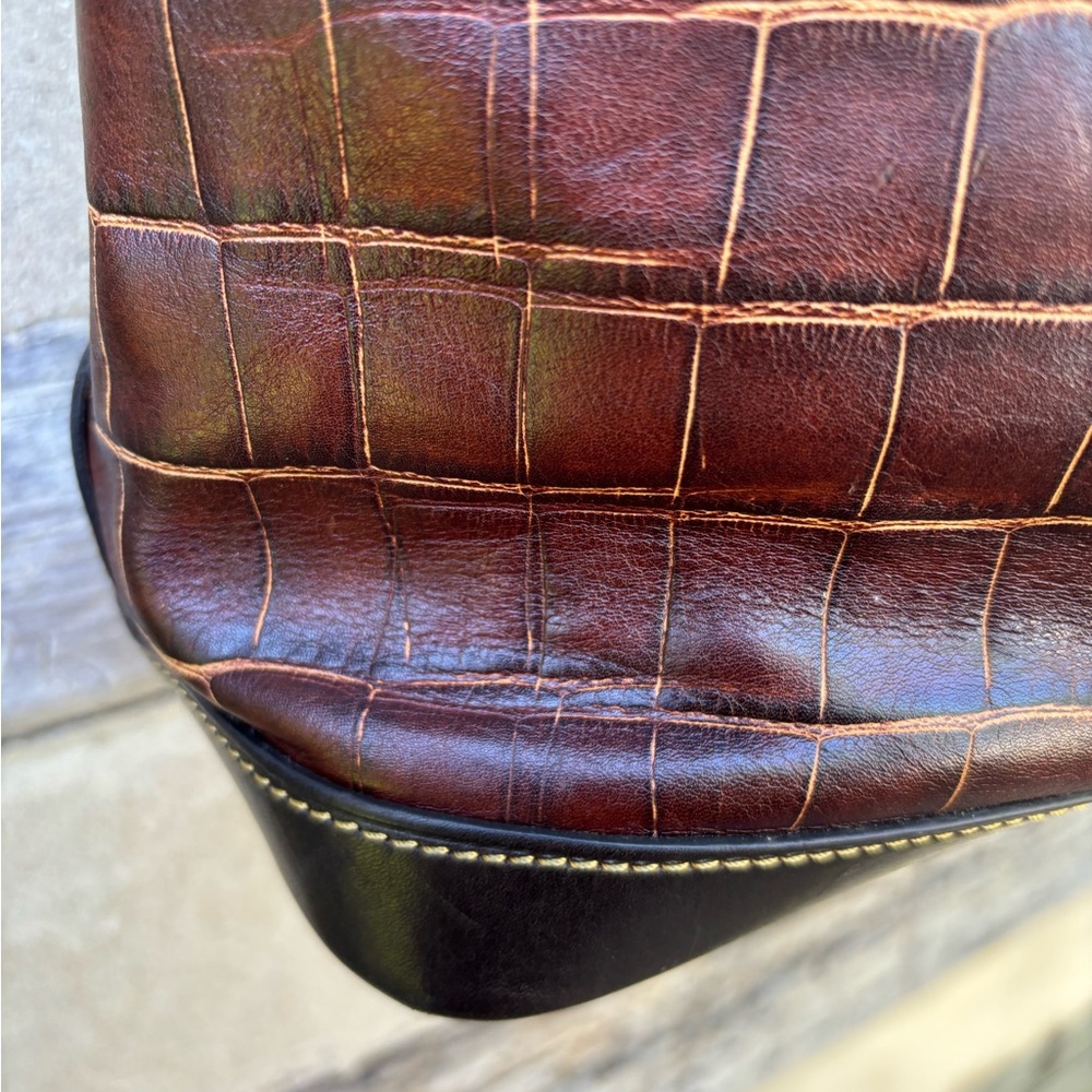Dooney & Bourke Croc-Patterned Leather Shoulder Bag with Gold Toned Hardware - Picture 5 of 15